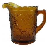 Vtg Indiana Glass Amber Sandwich Pitcher 7.5'