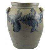 Early Virginia Dec. Stoneware 2 Gallon Crock 11.5'