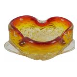 Vintage Murano Amberina Glass Ashtray 2.5'x10'