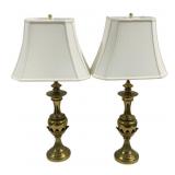 Pair Brass Table Lamps - 33' Tall