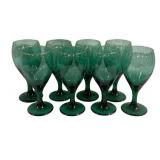 8 Green Stemware Glasses - 7' Tall