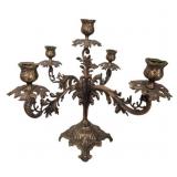 Ornate Brass 5-Arm Candelabra 12"x19"