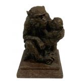 Bronze Monkey Mother & Baby Statue 10'x6'x7'