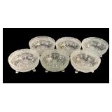 6 Indiana Glass Bird & Strawberry Bowls - 4' Round