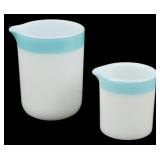 Vtg Pyrex Set of 2 Turquoise Creamers 3'