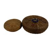 2 Vintage Wicker Baskets - 7',5.5' Round