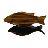 2 Wood Monkey Pod Fish Serving Trays-12',15' Long