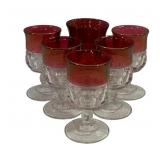 Red/Clear Glass Goblets - 3.5', 4' Tall