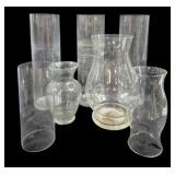 5 Glass Vases & 2 Hurricanes 19.5'