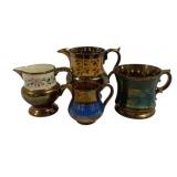 Vintage Lustreware Creamers & Mug - 3.25', 5' Tall