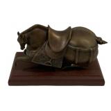 Bronze Horse Statue on Wood Base 8'x5'x6'