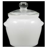 Glassbake Milk Glass Jar w/ Clear Lid 4.5'
