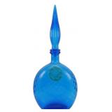 Vintage Empoli Blue Glass Genie Bottle 15'