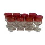 8 Red/Clear Glasses - 4.5' Tall