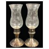 Pair Brass Base Hurricanes - 10.5' Tall