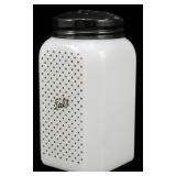 Vtg Milk Glass Salt Shaker w/ Black Metal Lid