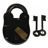 Antique Style Iron Padlock w/ 2 Keys 5"x3"