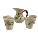 5pc Franciscan Desert Rose Pitcher & Cup Set