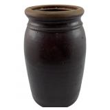 Vintage Brown Stoneware Crock Jar - 8.5' tall