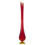 L.E. Smith Amberina Swung Glass Vase 25'