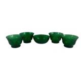 5 Anchor Hocking Green Sandwich Bowls - 4.25'