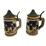 2 Vintage Beer Steins - 7' Tall