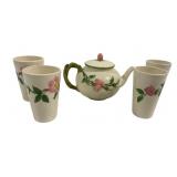 5pc Franciscan Desert Rose Pitcher & Cups