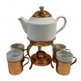 6pc Copper/Ceramic Teapot Set - 13', 4' Tall