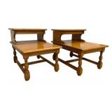 Pair of Two-Tier Maple End Tables