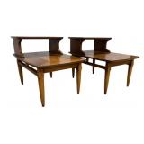 Pair Mid-Century Two-Tier End Tables