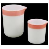 Pr Vtg HTF Pyrex Mini Creamers Pink Band 3'