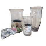Assorted Glass Candle Holders & Tall Vase