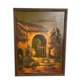 Framed Spanish Mission Oil Painting 44'x33'