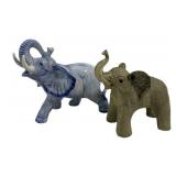 2 Elephant Figures - 6 x 6 x 4
