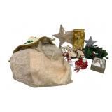 Tote of Assorted Christmas Decor