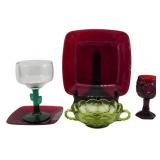 Assorted Colored Glass Tableware Collection