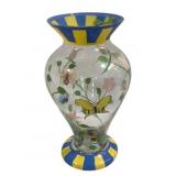 Painted Glass Vase - 9.5' Tall