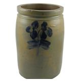 Early Virginia Pottery 1 Gallon Decorated Crock