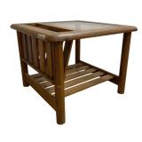 Mid-Century Oak Mersman Table w/ Smokey Glass