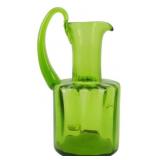 Vintage Blenko Kiwi Art Glass Pitcher 10'