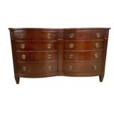 Mahogany Bow Front Dresser w/ Glass Top