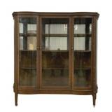 Antique Oak Curved Glass China Cabinet