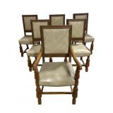 6 Carved Oak Armchairs w/ Nailhead Trim