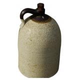 Antique Stoneware Jug w/ Brown Glaze Top 20'