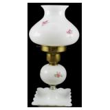 Hand Painted Milk Glass Lamp 13.5'