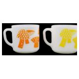 Pr Vtg Federal Mushroom Mugs Orange & Yellow