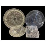 4 Assorted Glass Plates & Dish