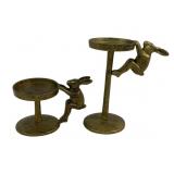 2 Metal Bunny Candleholders - 4', 8' Tall