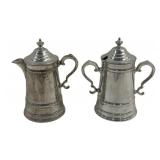 2 Wilton Pewter Creamer & Sugar Set - 6.5' Tall