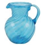 Blue Art Glass Swirl Pitcher 7'